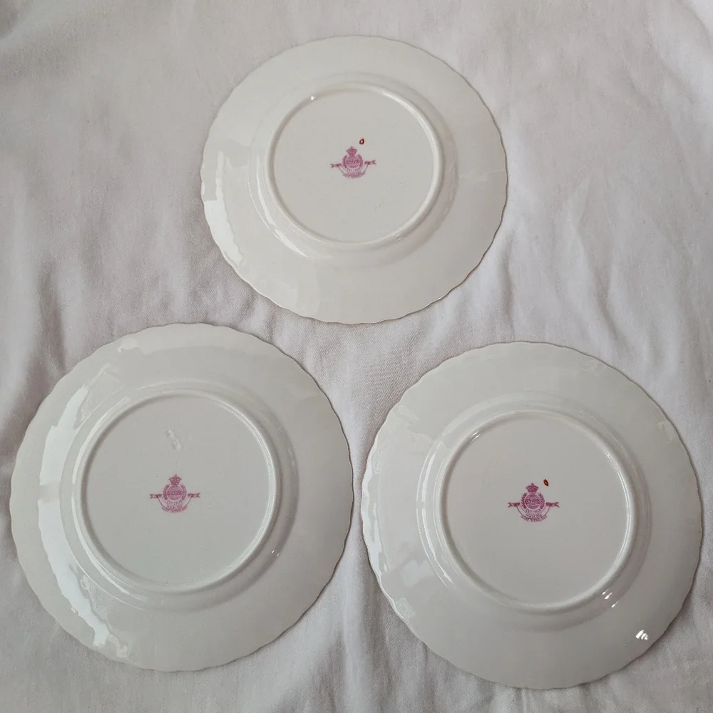 Vintage Minton Marlow Bone China Multicolor Floral Swirl Rim Salad Plates - 3